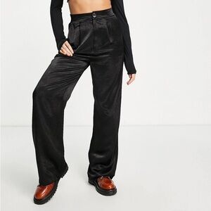 Stradivarius satin black pants
